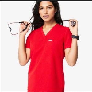 FIGS red scrubs top